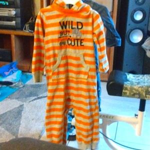 Orange an grey long sleeve  button up onezie